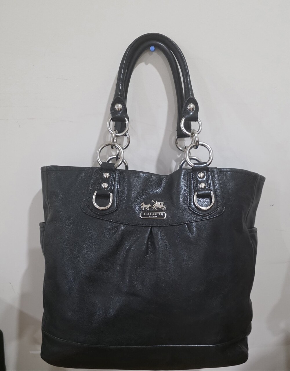 Coach L black Pebbled Leather Tote bag